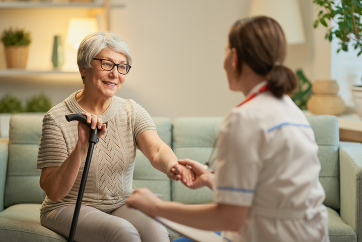 Happy patient and caregiver